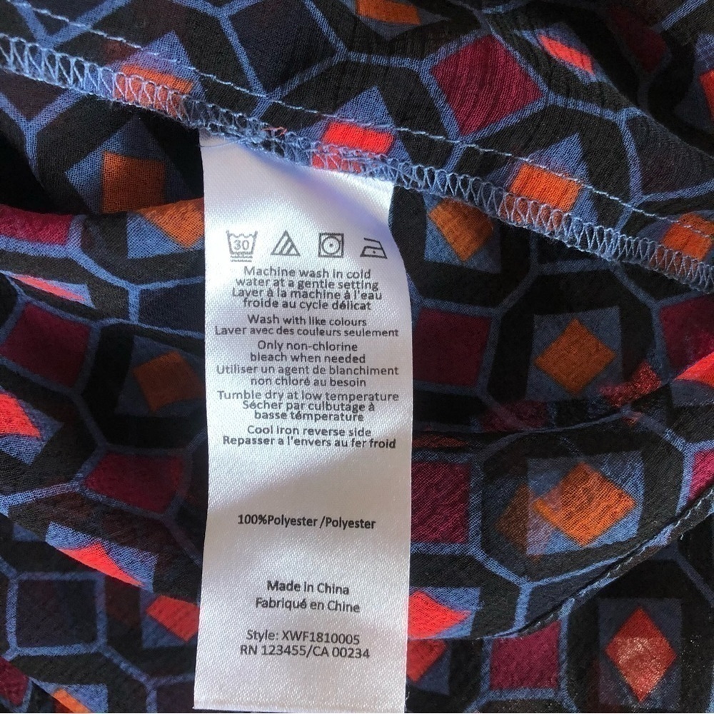 Highline Collective Geometric Print Ruffled Collar blouse top - Picture 3 of 8